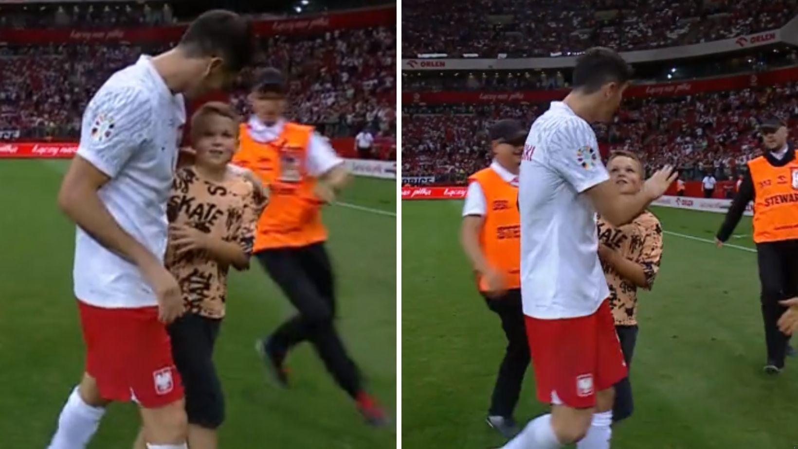 Młody kibic wbiegł na murawę. Poruszający gest Roberta Lewandowskiego