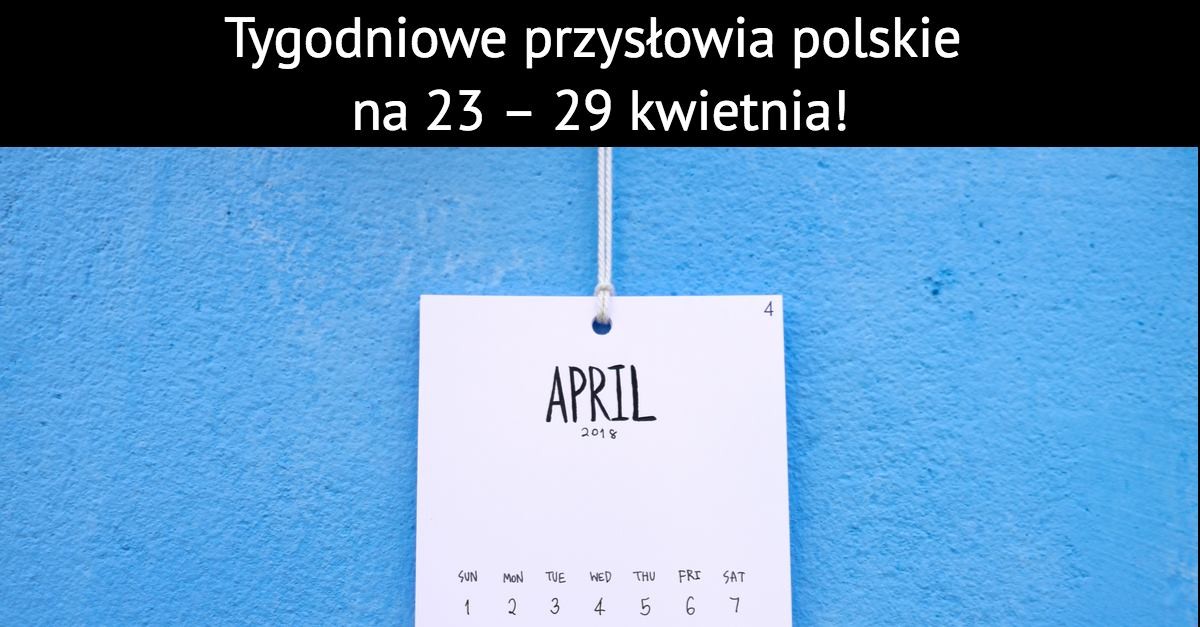 Tygodniowe przysłowia polskie na 23 – 29 Kwietnia!