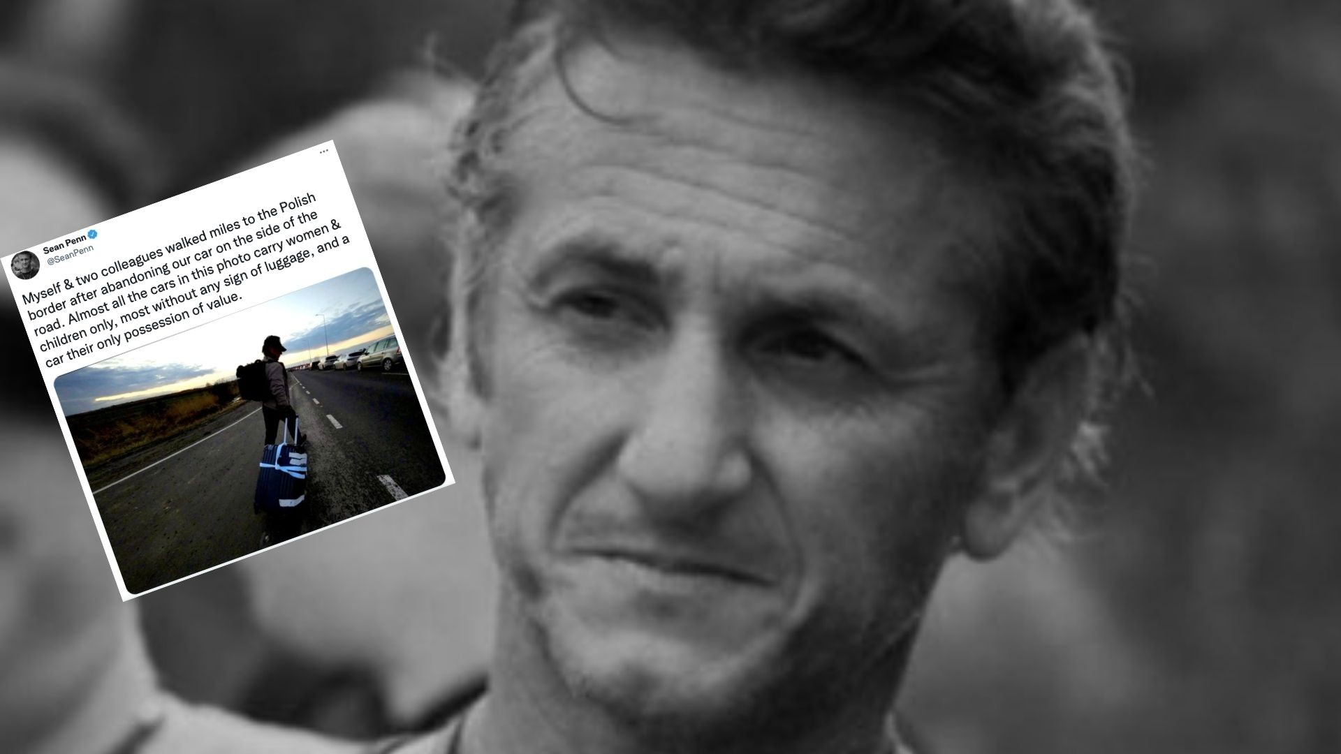 Sean Penn pracuje nad filmem o inwazji na Ukrainę. Porzucił auto i zmierza pieszo w kierunku granicy