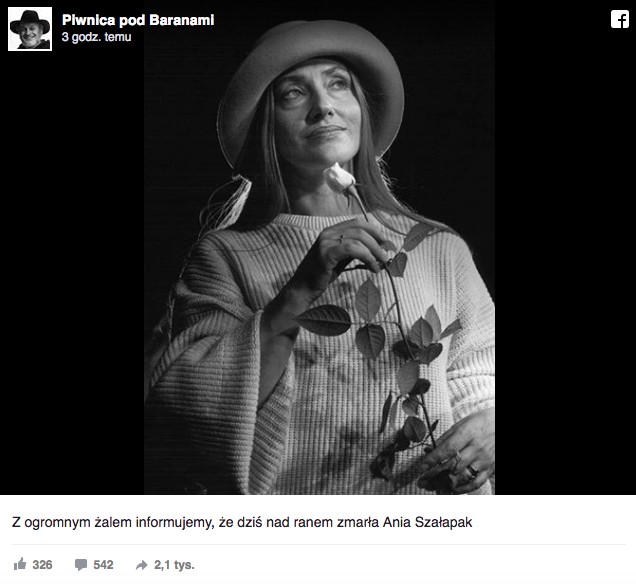 Zdjęcie Nie żyje Anna Szałapak. Artystka miała 65 lat #1