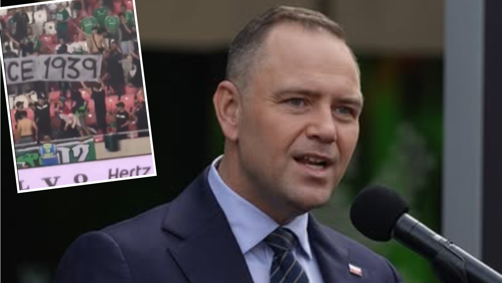 Skandaliczny baner izraelskich kibiców! Mocny wpis Nawrockiego!