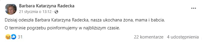 Zdjęcie Nie żyje Barbara Radecka. Aktorka z „Na wspólnej” zmagała się z nowotworem #1