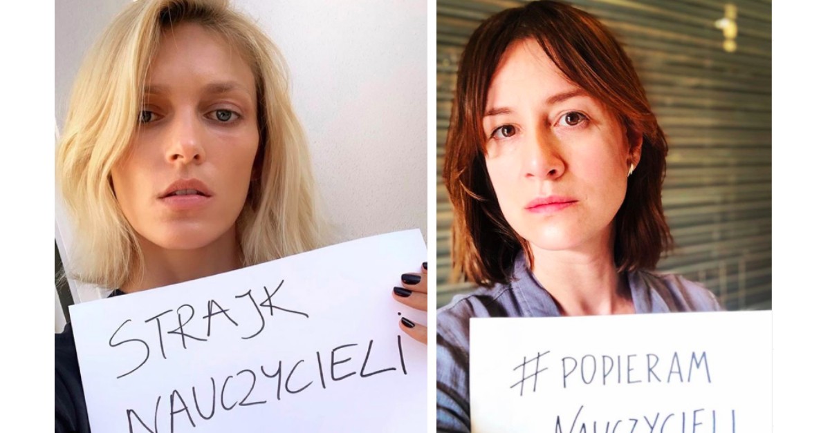 Celebrytów wspierających strajk nauczycieli zalewa fala krytyki. „Ośmieszasz się stojąc z tą kartką”