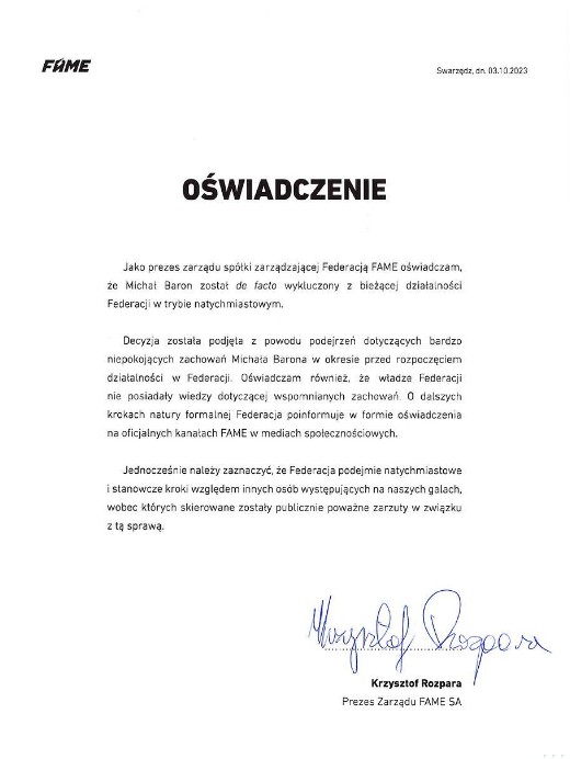 Zdjęcie Gigantyczny skandal! Jeden z włodarzy wykluczony z Fame MMA! [OŚWIADCZENIE] #1