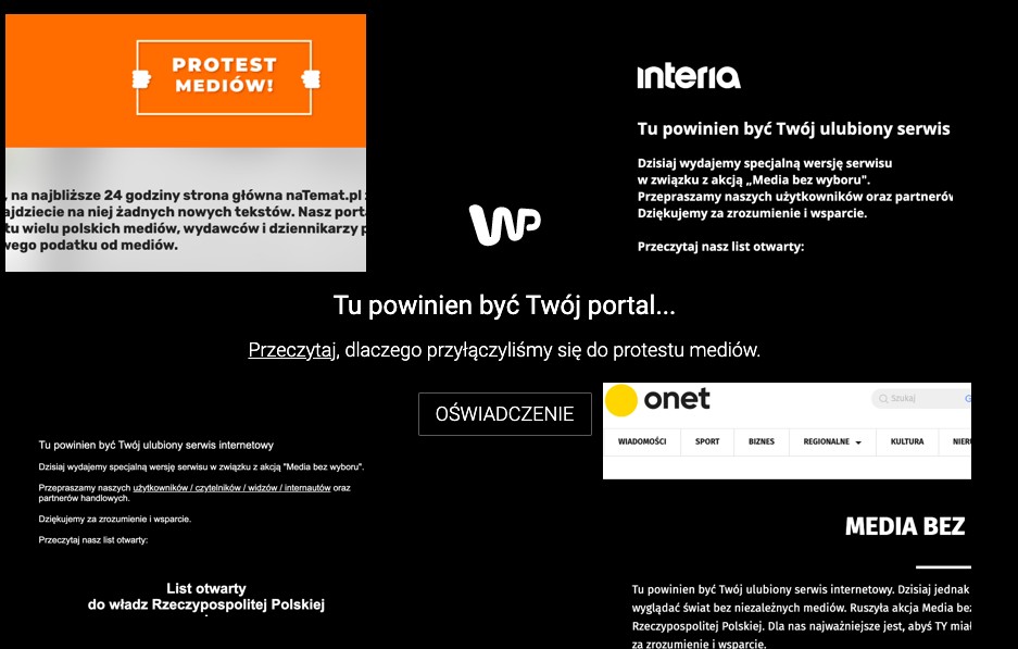 Nie działa WP, TVN24, Onet? Trwa strajk gigantów medialnych