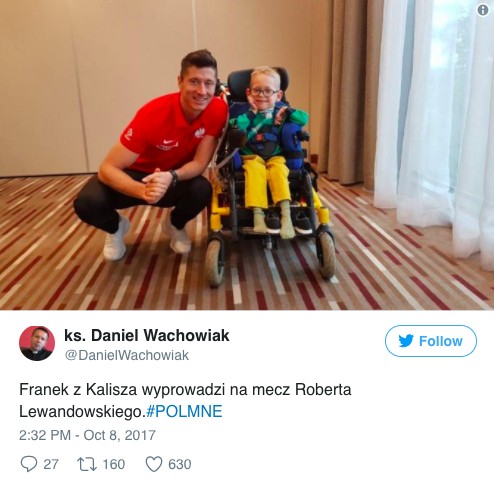 Zdjęcie Nieuleczalnie chory chłopiec spełni jedno z marzeń. Wyprowadzi dziś Lewandowskiego na murawę. #1