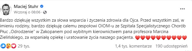 Zdjęcie Maciej Stuhr o stanie zdrowia ojca…  Podziękował medykom #1