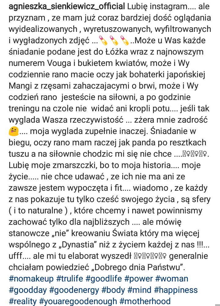 Zdjęcie „Lubię moje zmarszczki, bo to moja historia” Sienkiewicz o wyidealizowanych zdjęciach w internecie #2