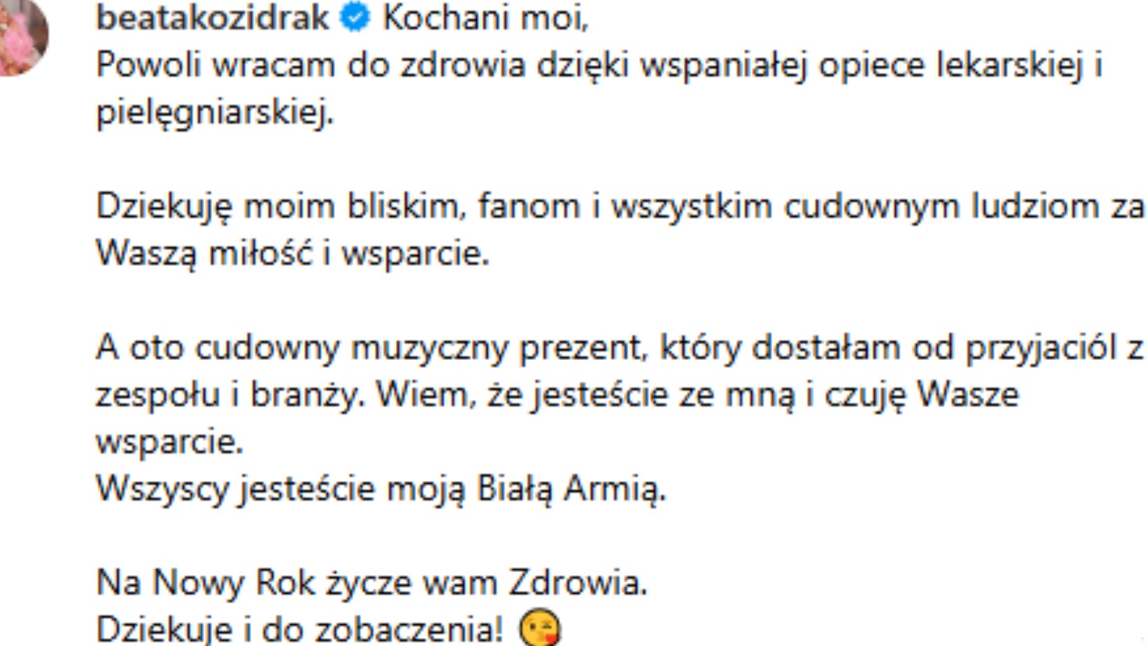 Zdjęcie „Powoli wracam do zdrowia”- Beata Kozidrak zwróciła się do fanów w przejmującym wpisie #1