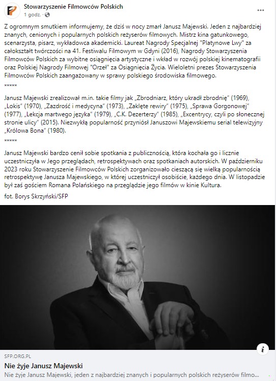 Zdjęcie Nie żyje ceniony polski reżyser Janusz Majewski… #1