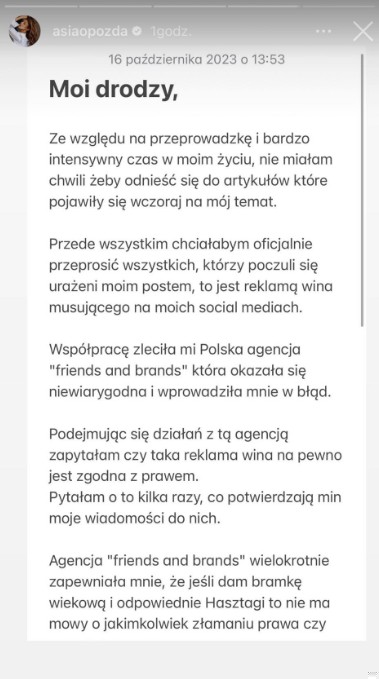 Zdjęcie Joanna Opozda wydała oświadczenie po usłyszeniu zarzutów - "kolejny raz ślepo zaufałam..." #1