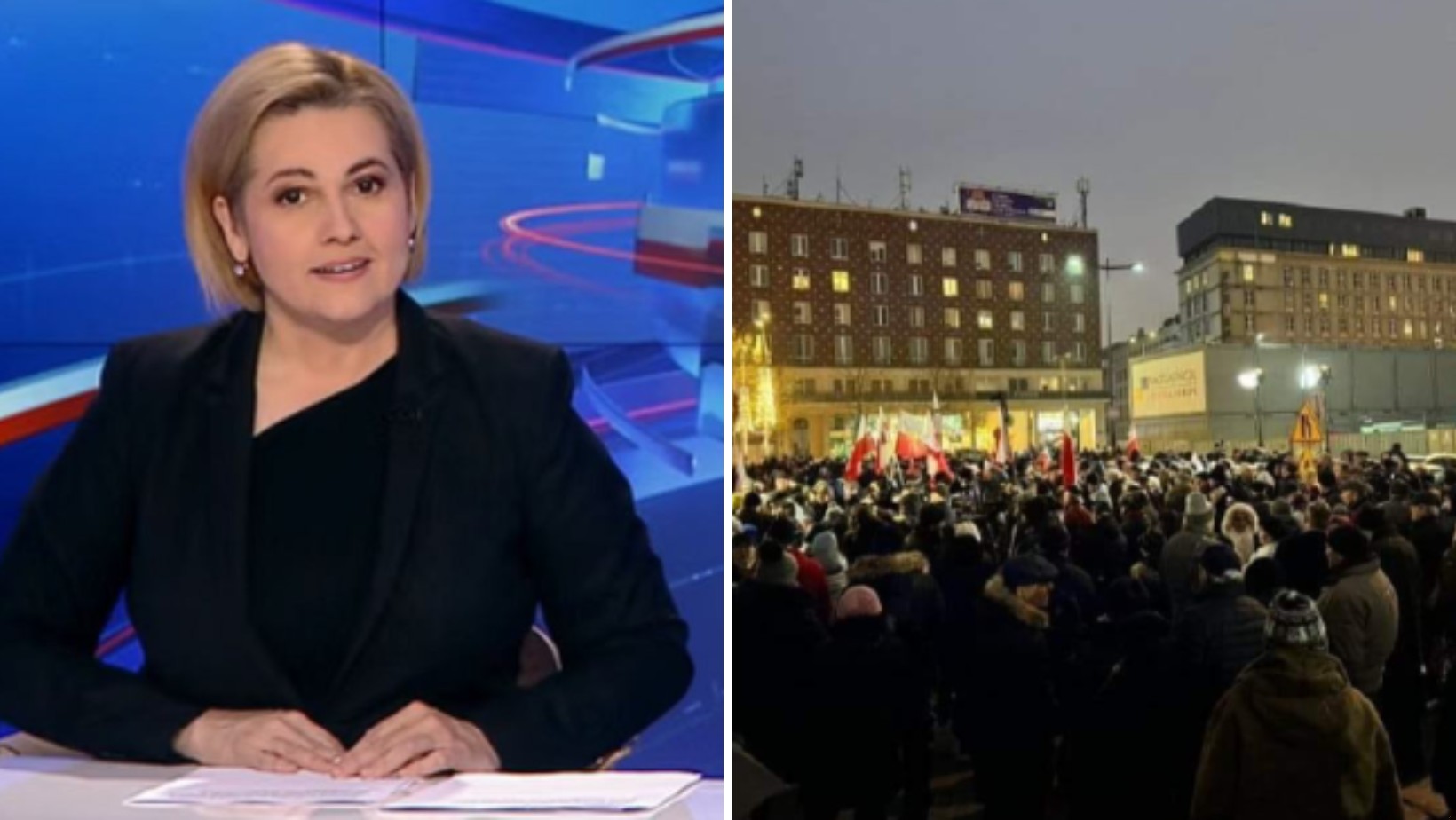 Protest w obronie TVP. Tak to pokazano w „Wiadomościach”!
