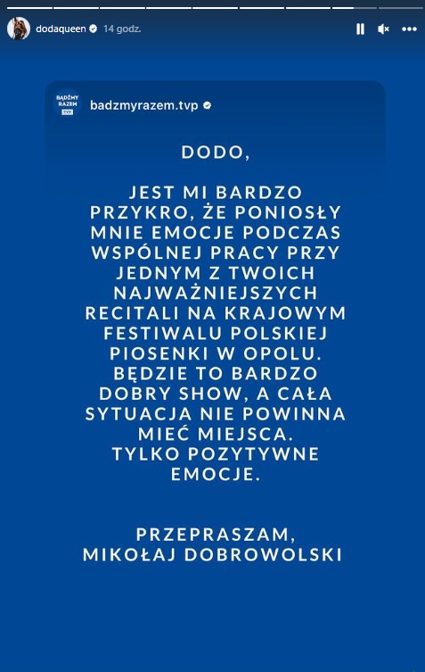 Zdjęcie Reżyser wulgarnie obraził Dodę na próbie do festiwalu w Opolu. Został zwolniony! #2
