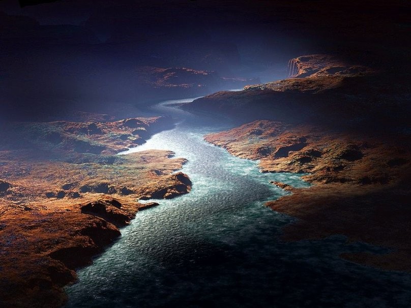 Luke spojrzał na rzekę, na ciemną wodę płynącą powoli w …