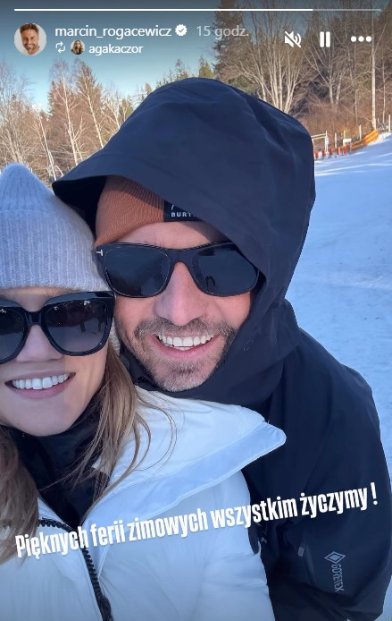 Zdjęcie "Patchwork" - Kaczorowska i Rogacewicz na feriach z dziećmi. Pokazali wspólne chwile na stoku #1